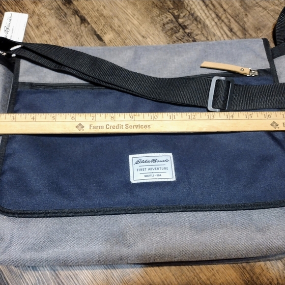 Brand New Eddie Bauer Grey & Blue Soft Sided Briefcase Book Laptop Computer Bag - Picture 11 of 12